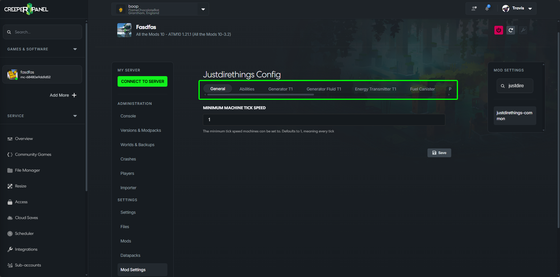CreeperPanel Config Layers Config Categories