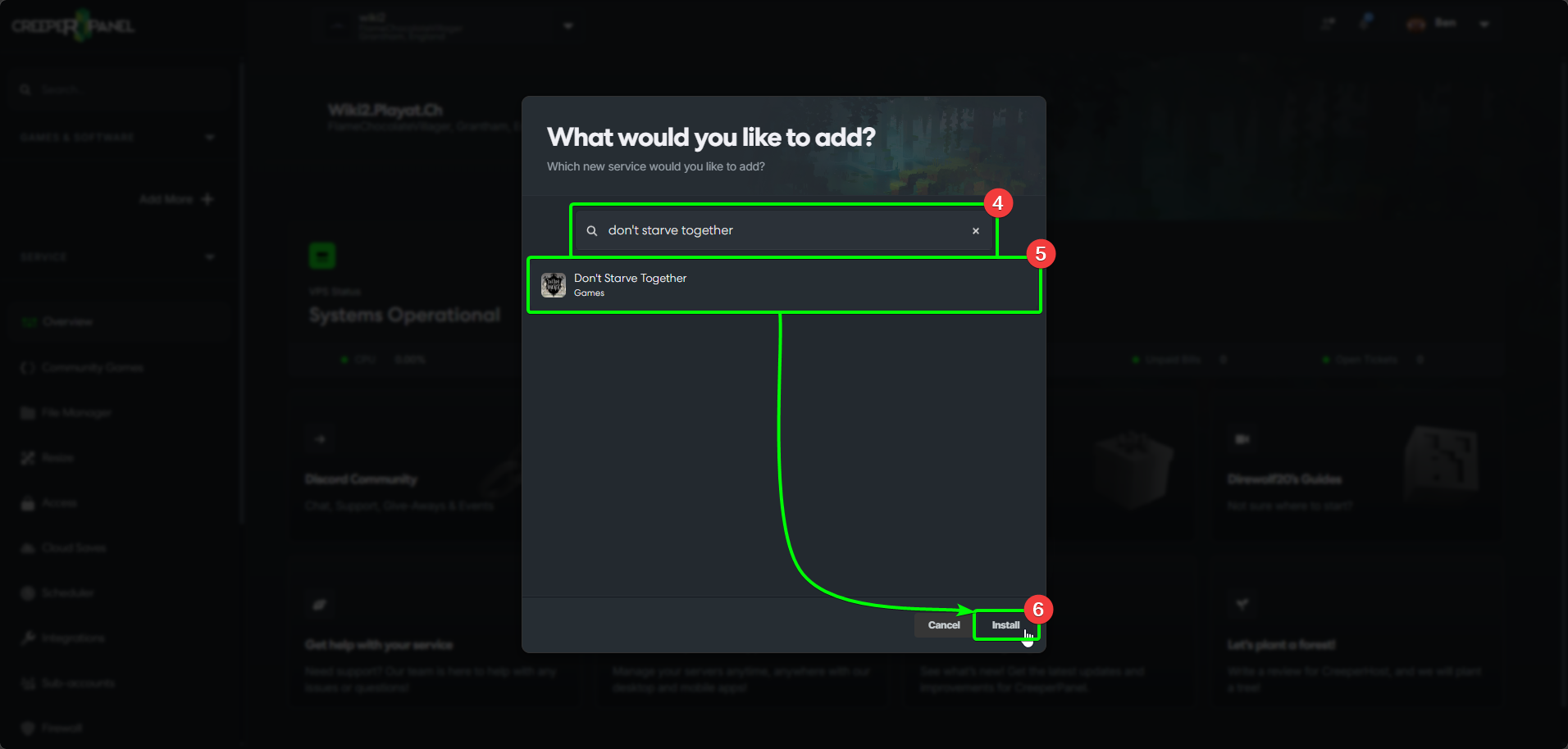 CreeperPanel DST Install Game Search