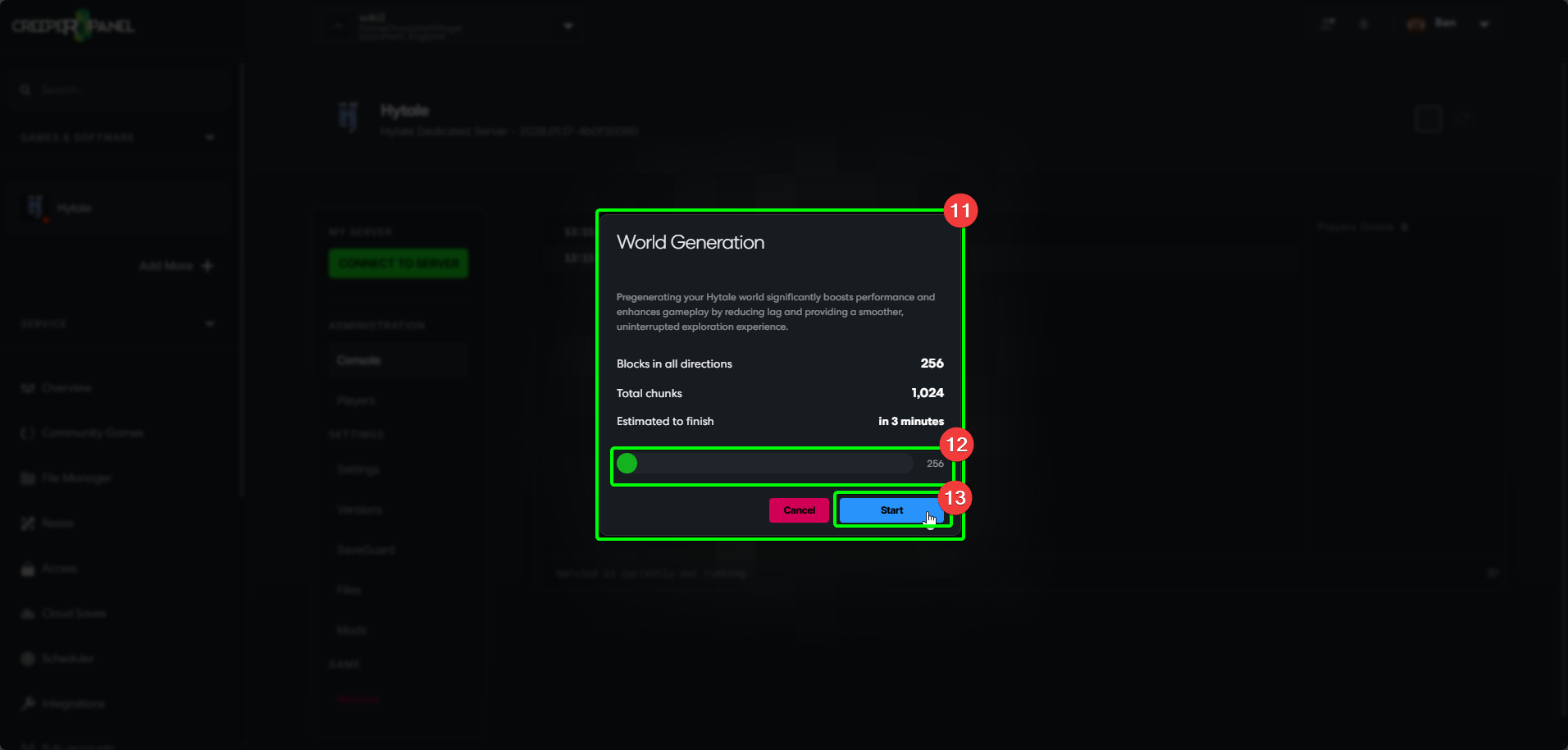 CreeperPanel Hytale Manage