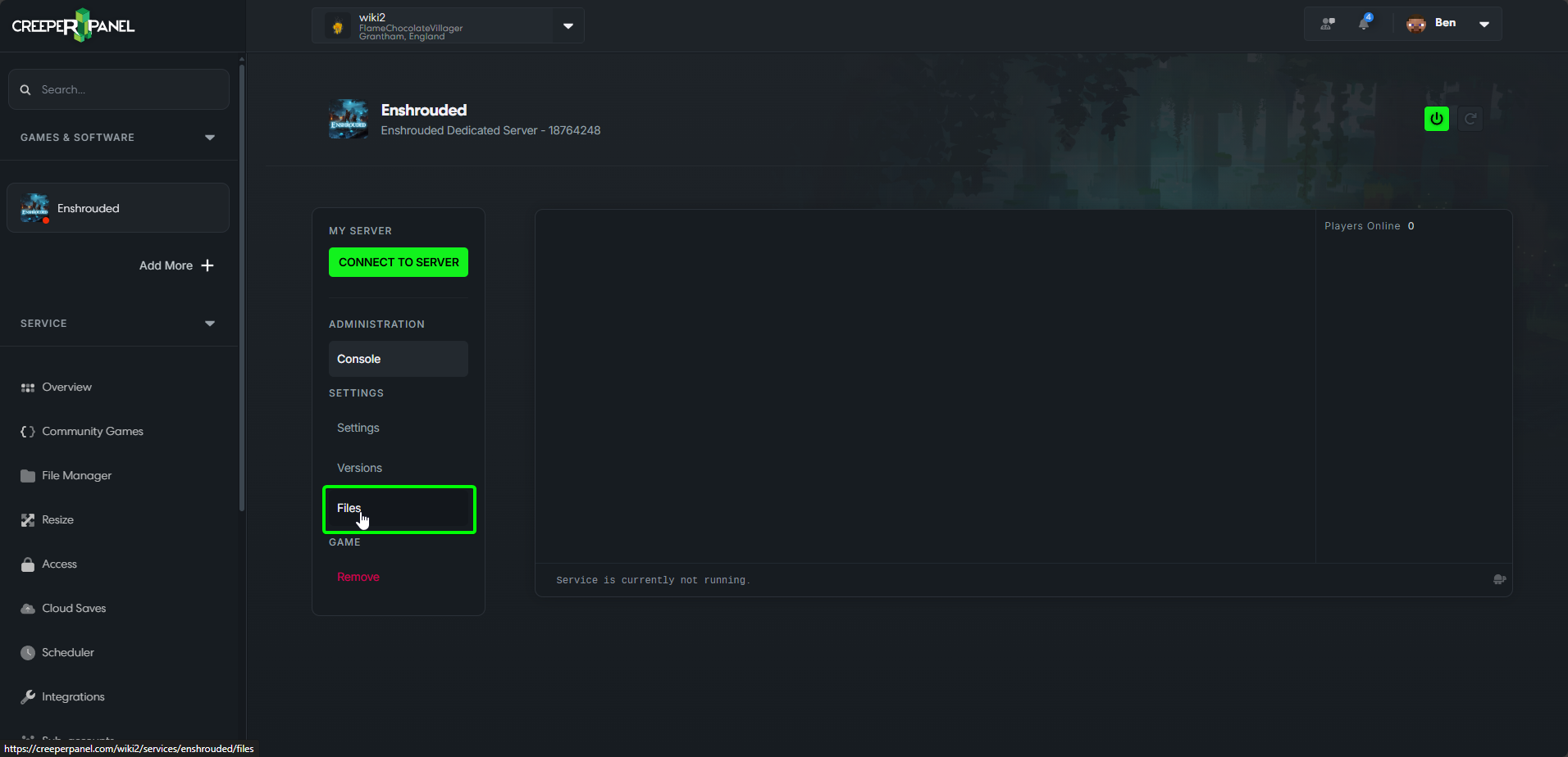 CreeperPanel Enshrouded Console Saves