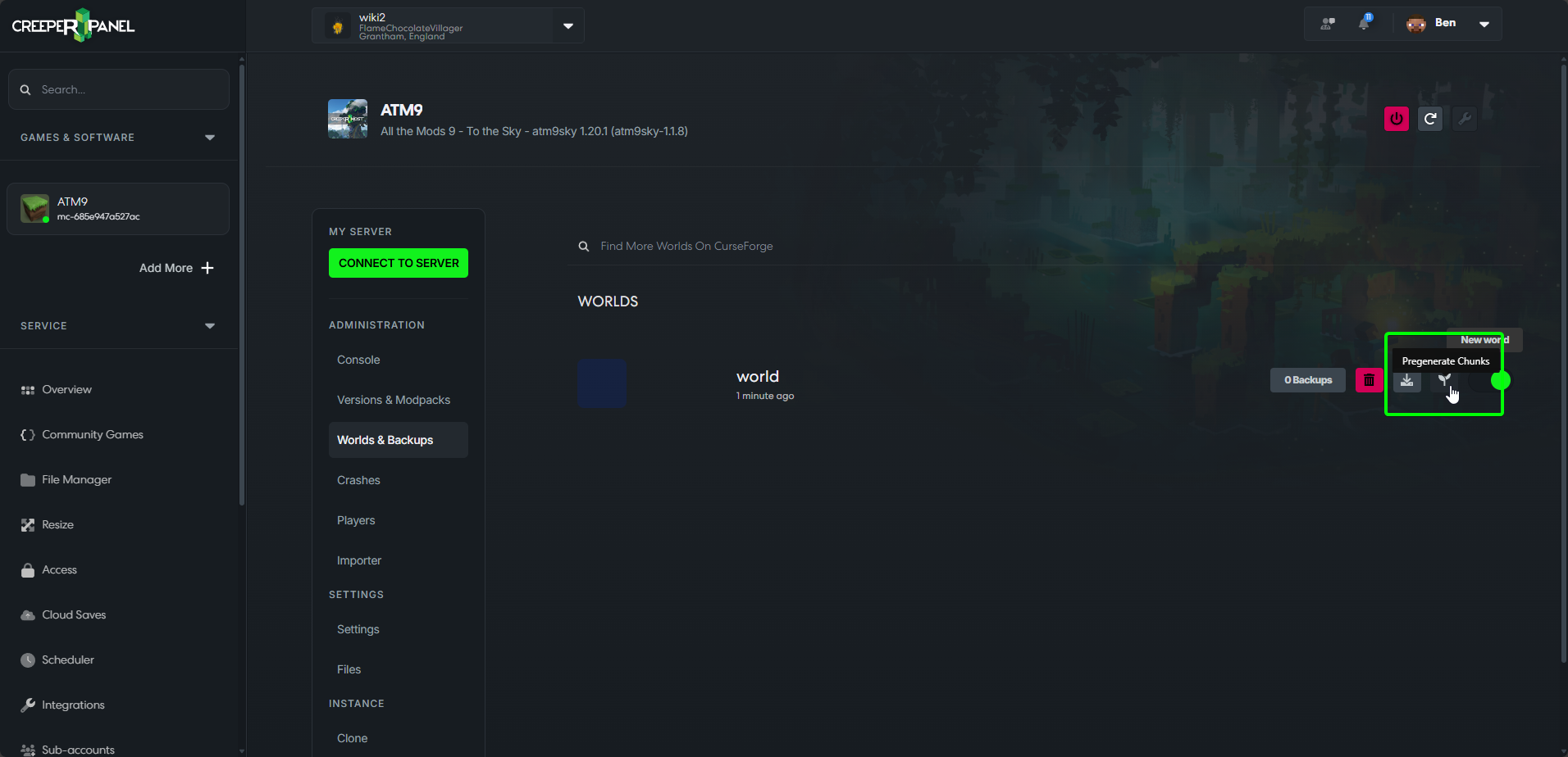 Minecraft World Pregen Select Pregenerate