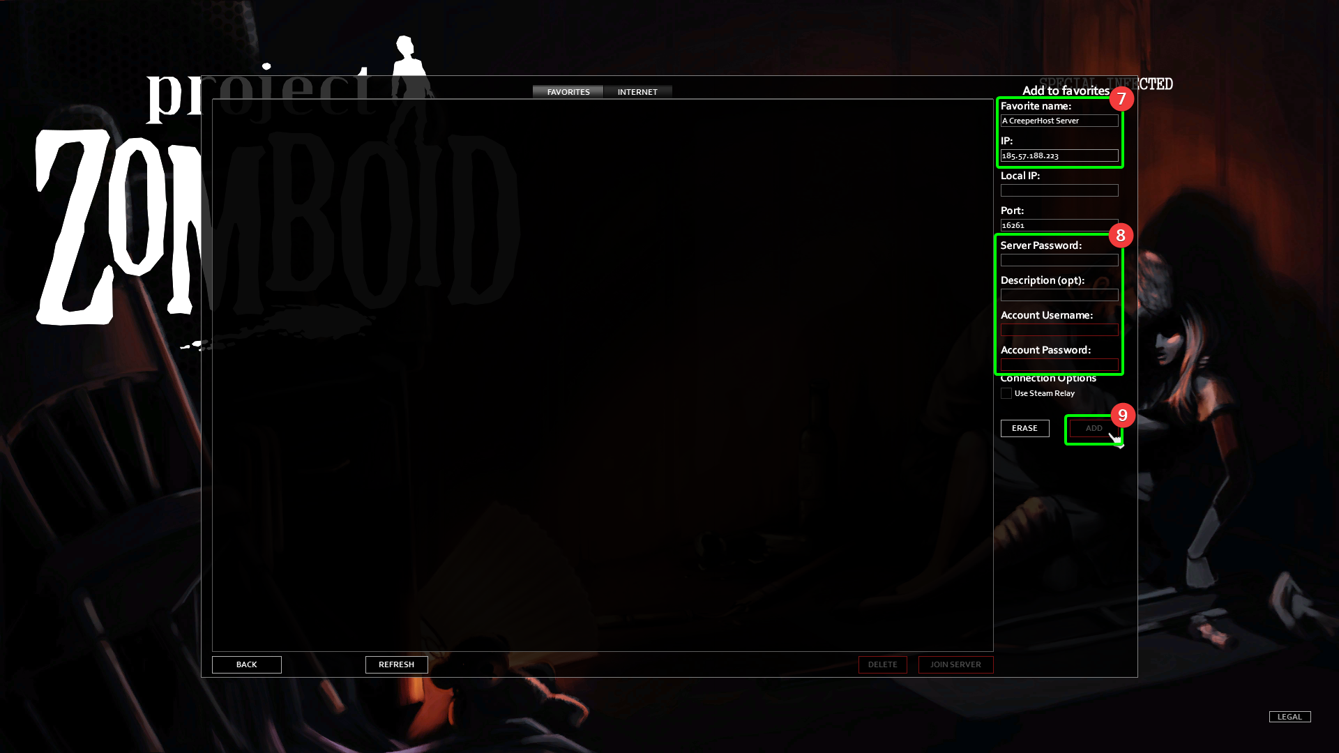 CreeperPanel ProjectZomboid Connect