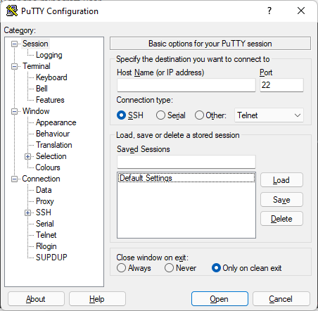 PuTTY Configuration Preview