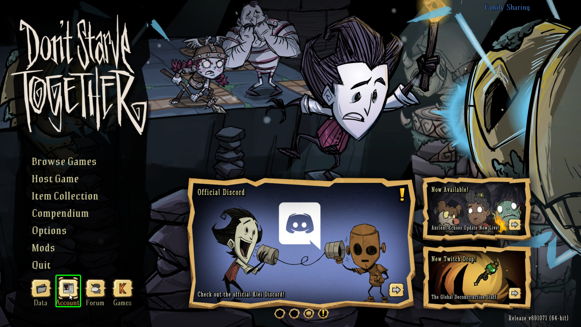 DST Server Token Game Menu