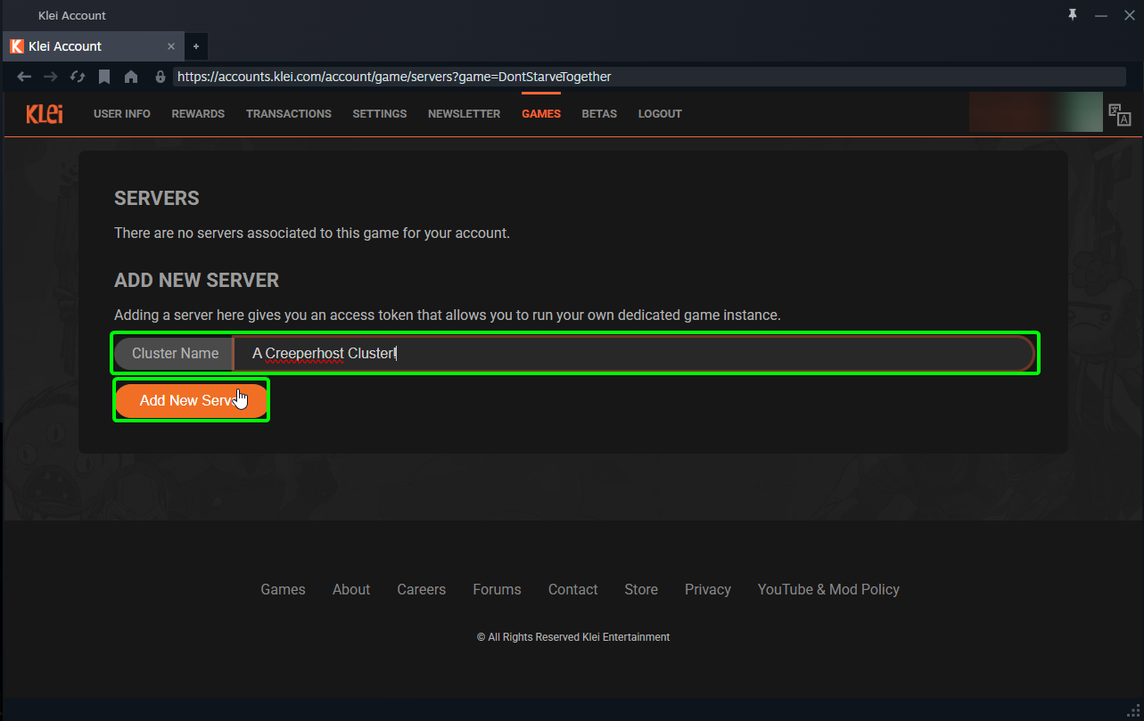 DST Server Token Cluster Name