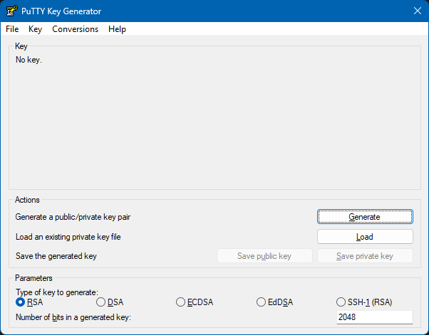 PuTTY KeyGen Preview