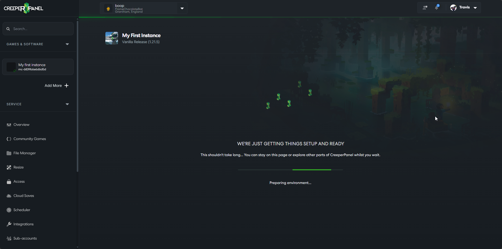 CreeperPanel Update Instance Update Progress